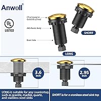 Vista 4 de Kit de Interruptor de Aire para Triturador de Basura, Salida Doble Profesional, Cubierta de Latón Macizo en Oro Cepillado, Botón Superior