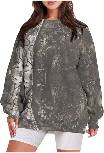 Miniatura 1 de Sudadera de manga larga para mujer, estilo casual, a la moda, con estampado vintage, de manga larga, cuello redondo