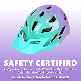 Kids Bike Helmet,Bavilk Kids Boys Girls Bike Helmets with LED Light Detachable Visor Children Youth Teen Multi-Sport for Skating Cycling Scooter Skateboard Adjustable & Lightweight 19.7-22.4