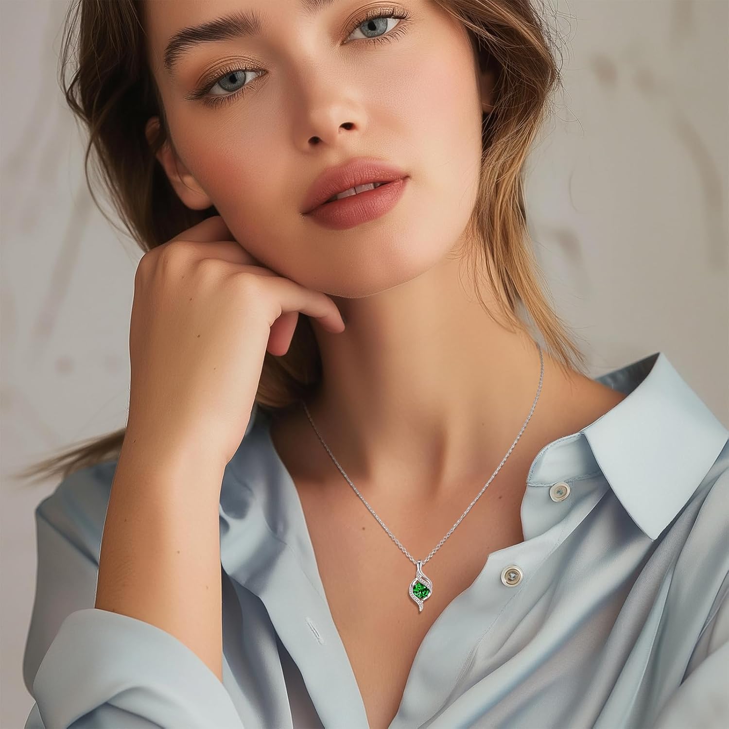 FANCIME Birthstone Necklace for Women Round Cubic Zirconia Necklace S925 Sterling Silver full Love Birthday Gifts for Mom Women - Image 4