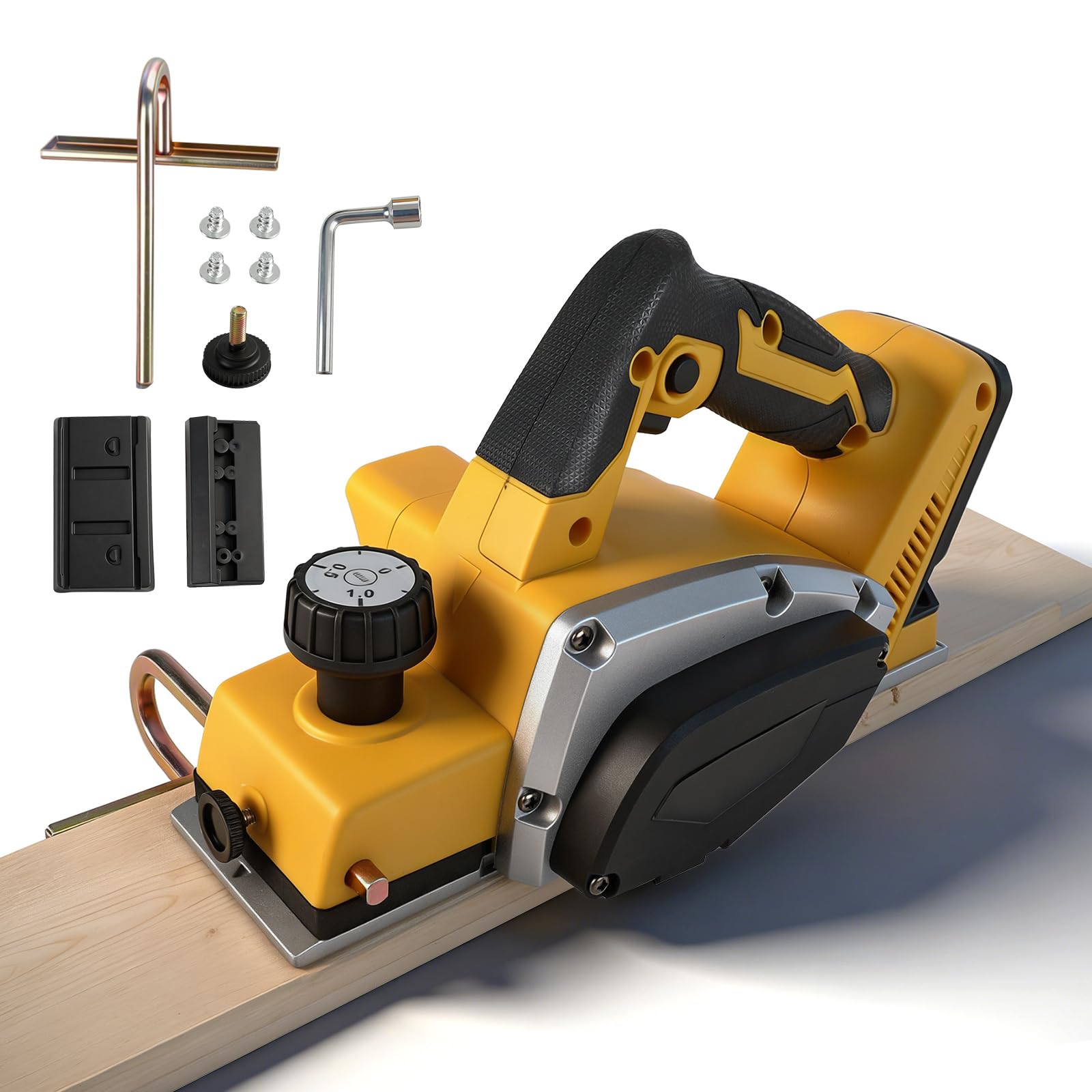 Cepillo de mano inalámbrico para baterías Dewalt de 18 V y 20 V, 15000 rpm sin escobillas, con ancho de corte de 82 mm, profundidad ajustable de 0-2 mm y bloqueo de seguridad para madera (solo