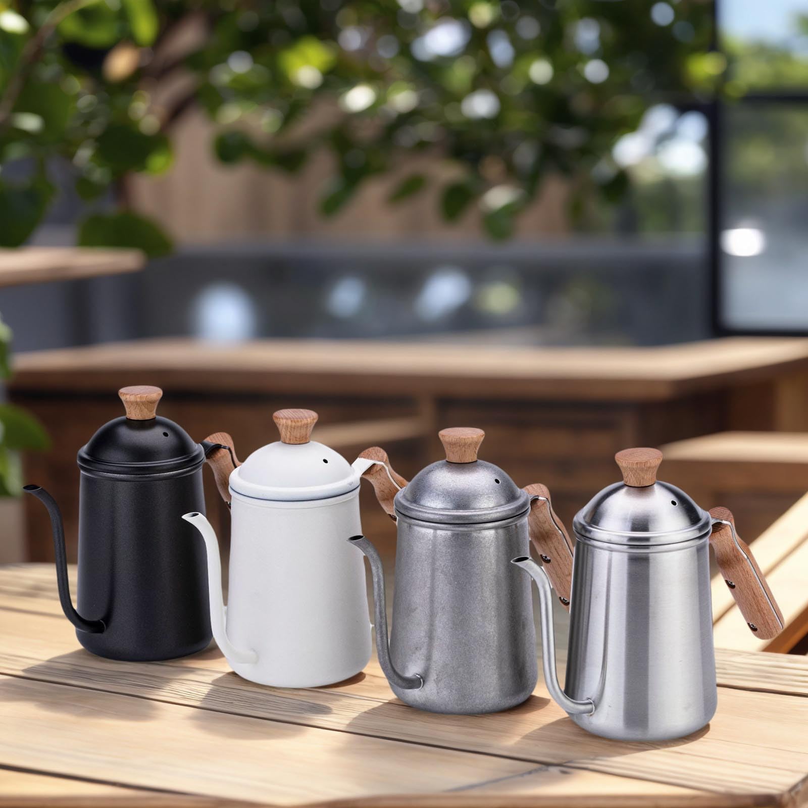 Teiere da caffè a collo di cigno in acciaio inox da versare sopra il bollitore a mano goccia acqua calda pentola a goccia con coperchio