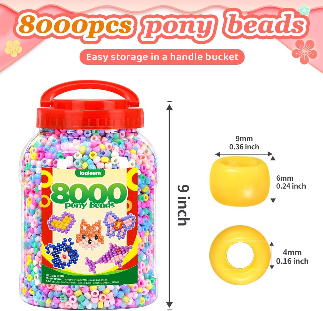 IOOLEEM Pony Beads(8000pcs Macaron Candy), Beading Supplies, Friendship Bracelets Making, King Size