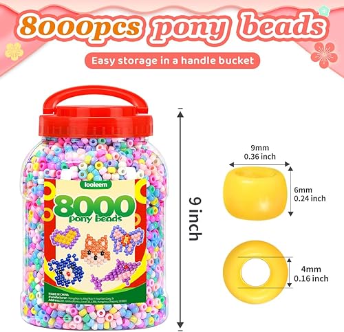Vista 39 de Iooleem Cuentas de pony (2000 cuentas de poni negras), cuentas para hacer joyas, cuentas para manualidades, suministros de cuentas