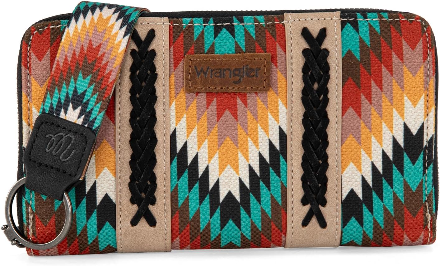 Wrangler Wallet Wristlet Aztec Clutch Long Purse Boho Credit Card Holder Wallet