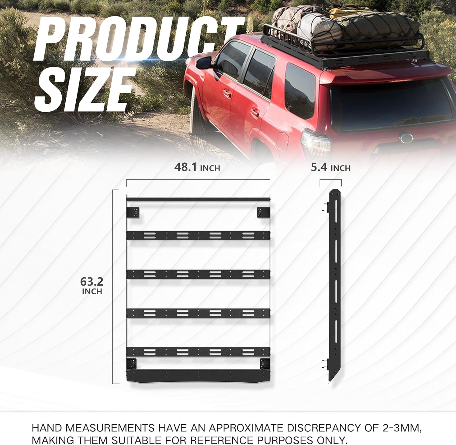 YZONA 3/4-Length Roof Rack Cargo Basket Compatible with 2010-2024 Toyota 4Runner 5th Gen, Overland Rooftop Luggage Storage Holder, 350 LBS Platform Style Cargo Carrier for Outdoors Gear