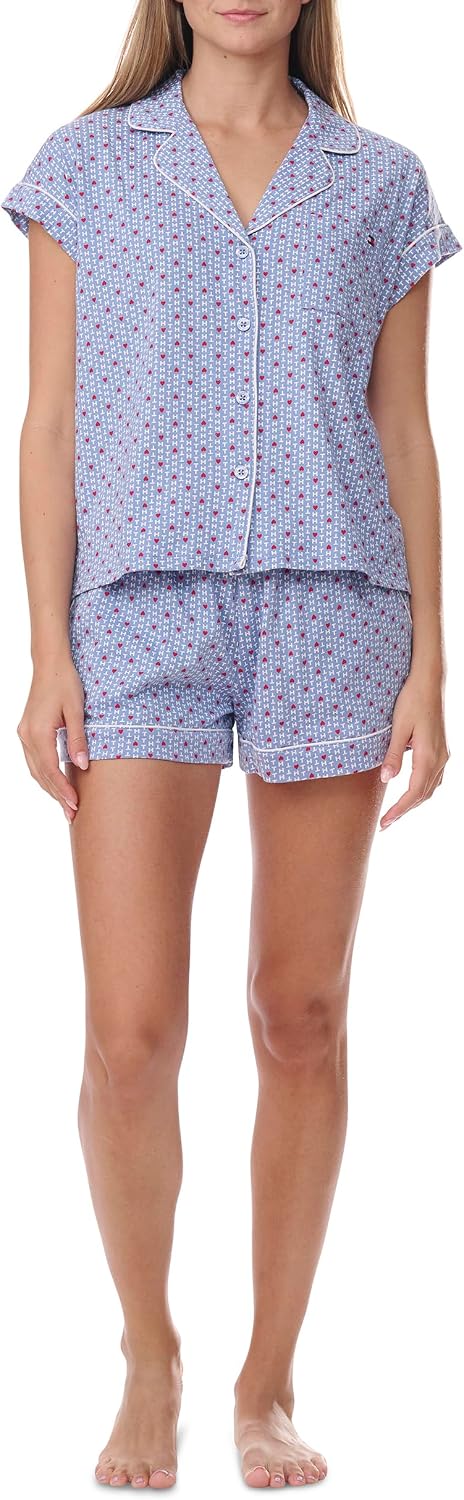 Tommy Hilfiger Women's Girlfriend Short Sleeve Top and Shorts Pajama Set