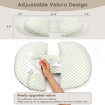 Pregnancy Pillow for Sleeping, Soft Maternity Body Pillow Support for Pregnant Back, Legs, Tummy, Lower Back Removable Adjustable Wedge Pillow with Pillow Case Green
