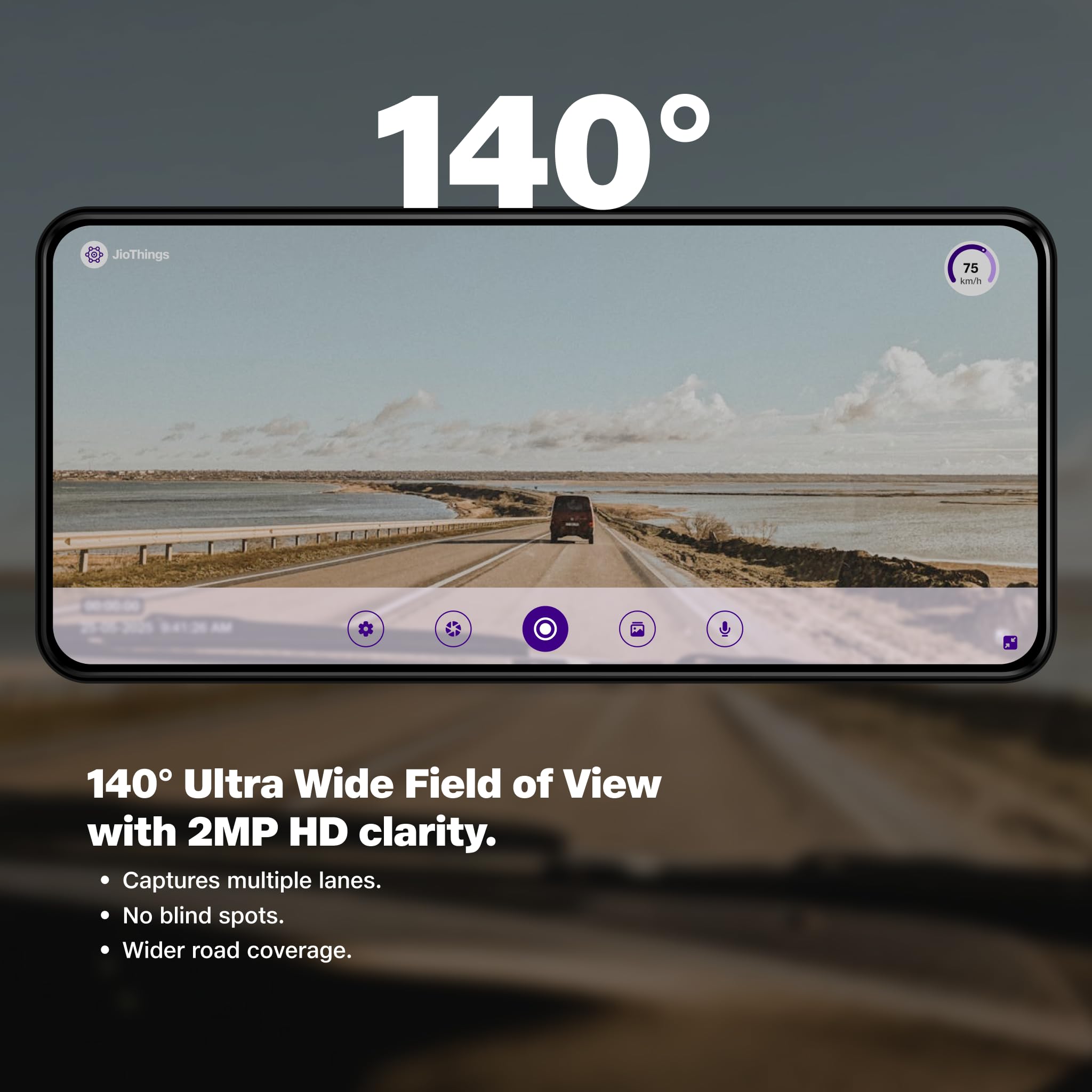 JioEyeQ Dashcam (2026) with GPS |1080p Camera | 140° Ultrawide FOV | AI Pedestrian Detection | 32GB Micro SD Included | Night Vision| Emergency Recording | Collision Detection | Built in Wi-fi & Mic — Amazon image 5
