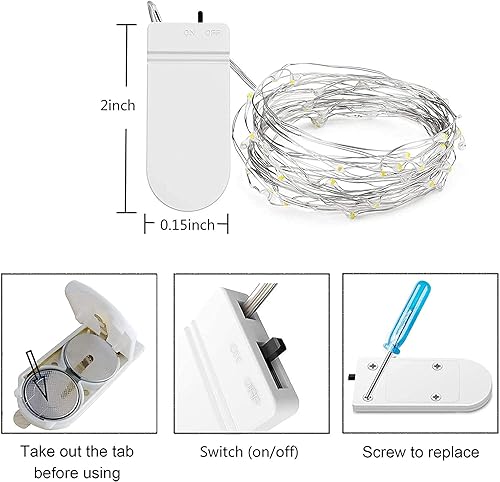 Miniatura 5 de YITING - Paquete de 24 30 luces LED de hadas que funcionan con pilas de 10.2 pies (9.8ft) de alambre de cobre, mini cadena de luces LED impermeables