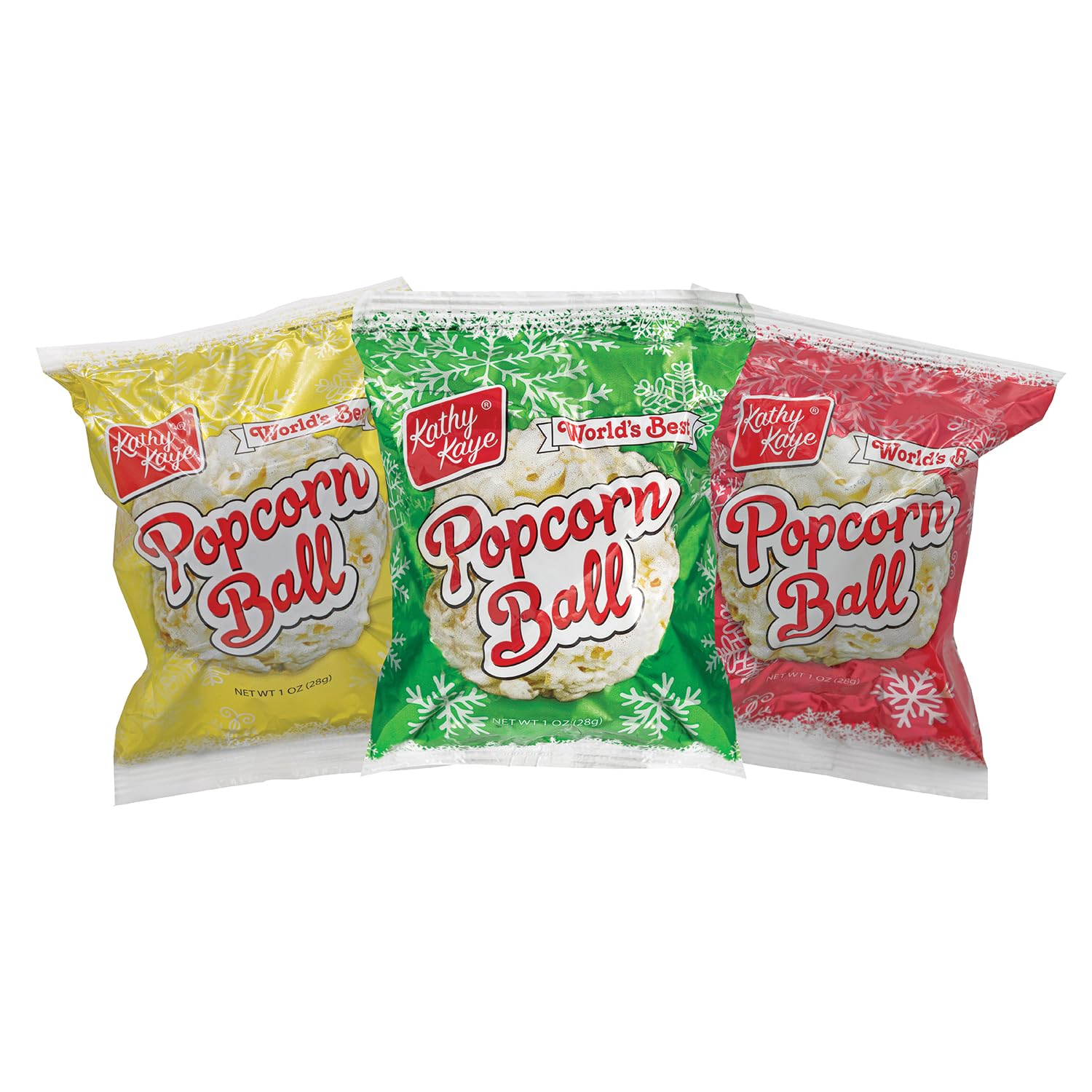 Fun Express Christmas Popcorn Ball Snack Packs - 18 Individual Bags of Sweet Holiday Treats | Perfect Stocking Stuffers, Party Favors & Goodie Bag Fillers for Kids & Adults | Festive Red & Green