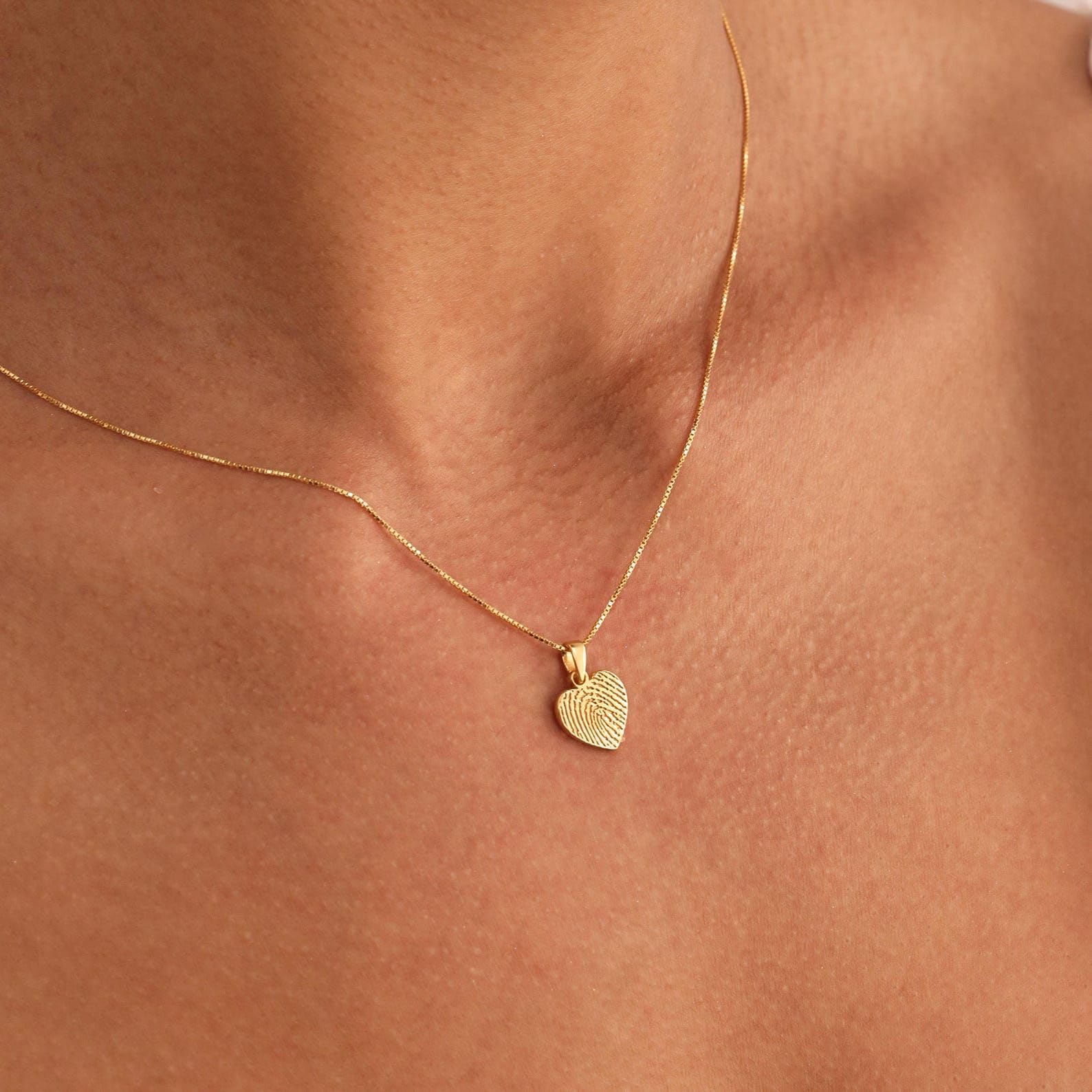 Cuore ciondolo impronta digitale Collana argento sterling 925 Ciondolo fatto a mano commemorativo Festa della mamma fatta a mano