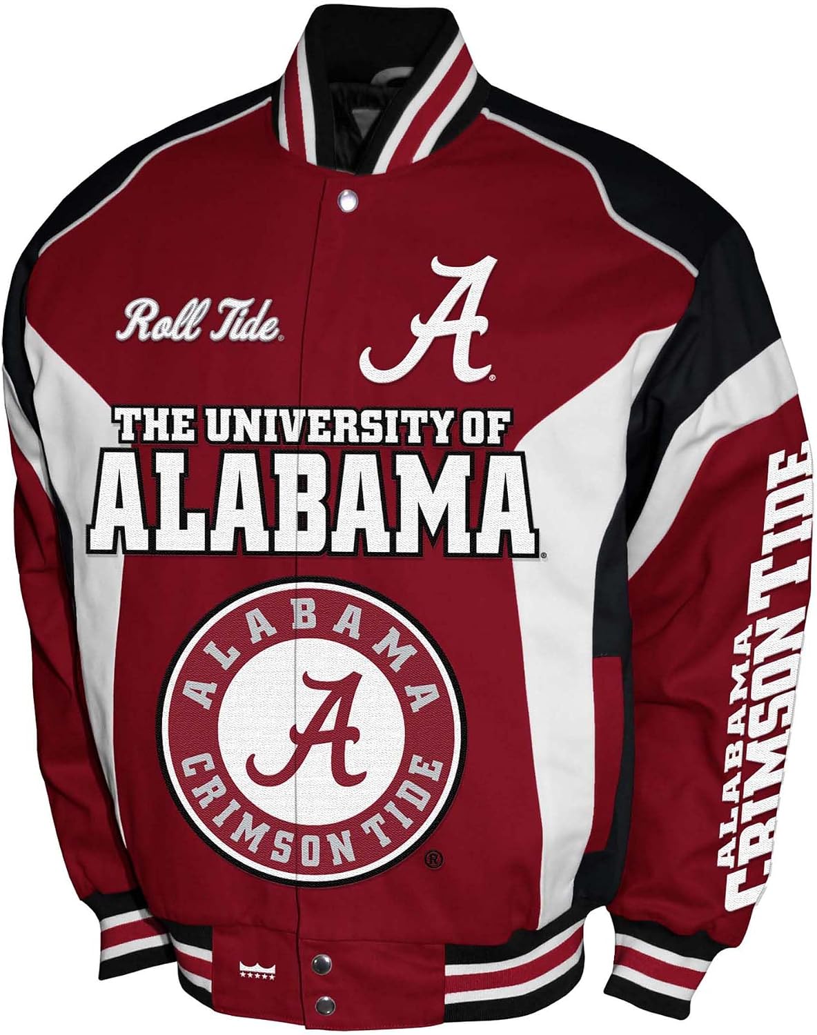 2Bhip NCAA Alabama Crimson Tide Jacket - Crimson & Black Men's Spirit Twill Campus Coat - Bomber Jackets For Men