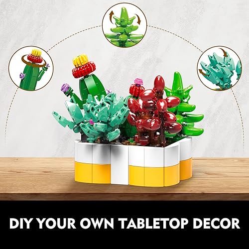 Miniatura 6 de HOGOKIDS Juego de construcción de suculentas, colección botánica 4 en 1, flores suculentas, juguetes de construcción, 433 piezas, plantas
