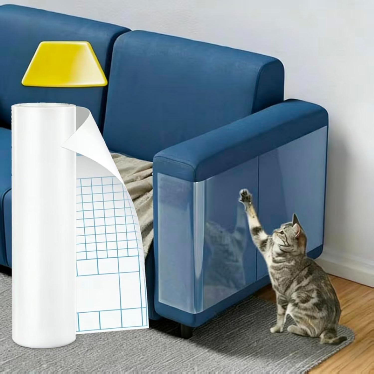 Cat Scratch Furniture Protector - Large Size 197"x17.7" Thickened Anti Scratch Tape, Clear Couch Corner Guard for Leather Fabric Sofa Door Wall, Pet Safe Residue-Free