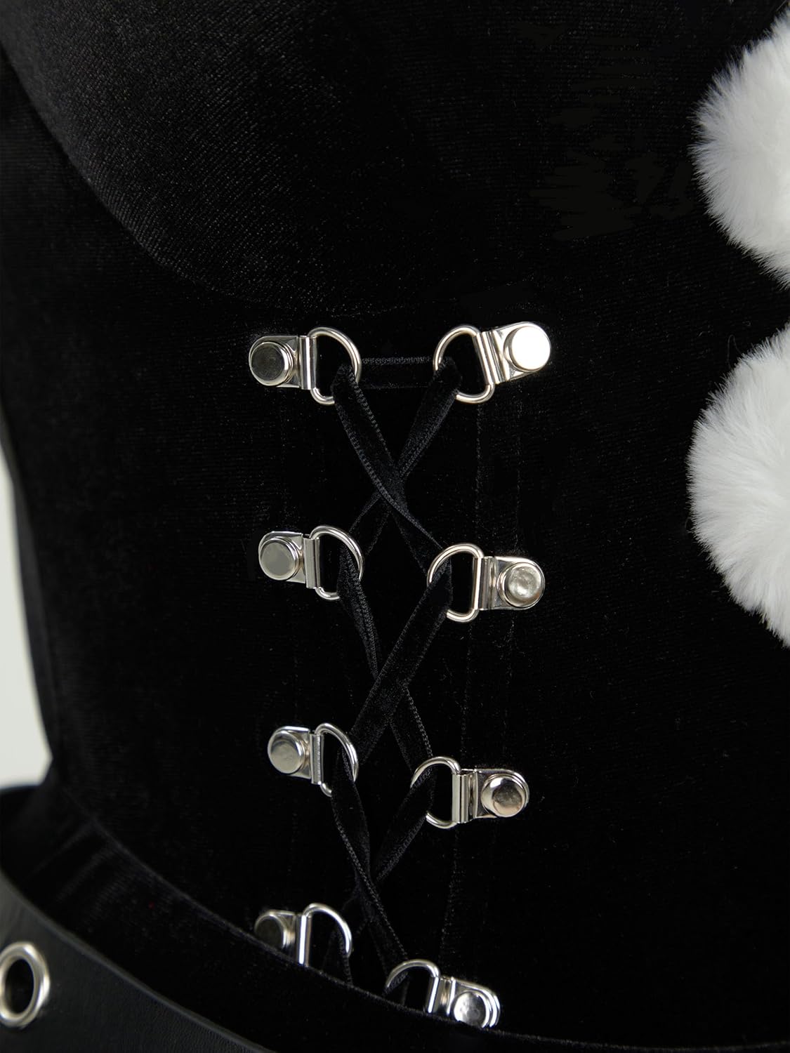 MEOWCOS Gothic Halloween Costume Bodysuit Skirt Set Dark Furry Christmas Set with Hat Choker Gloves