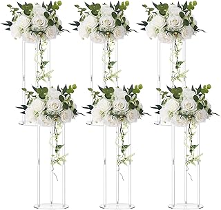 6 Pcs 20 Inch Tall Acrylic Vase Wedding Centerpieces Clear Flower Stand Acrylic Centerpiece Stand Floral Vase Elegant Display Holder for Wedding Birthday Party Table Decorations