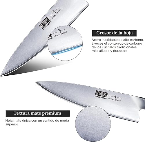 Miniatura 2 de HOSHANHO Kitchen Knife in Japanese High Carbon Steel, Professional High-Class Chef's Knife 8 inch, Non-slip Ultra Sharp Cooking Knives with