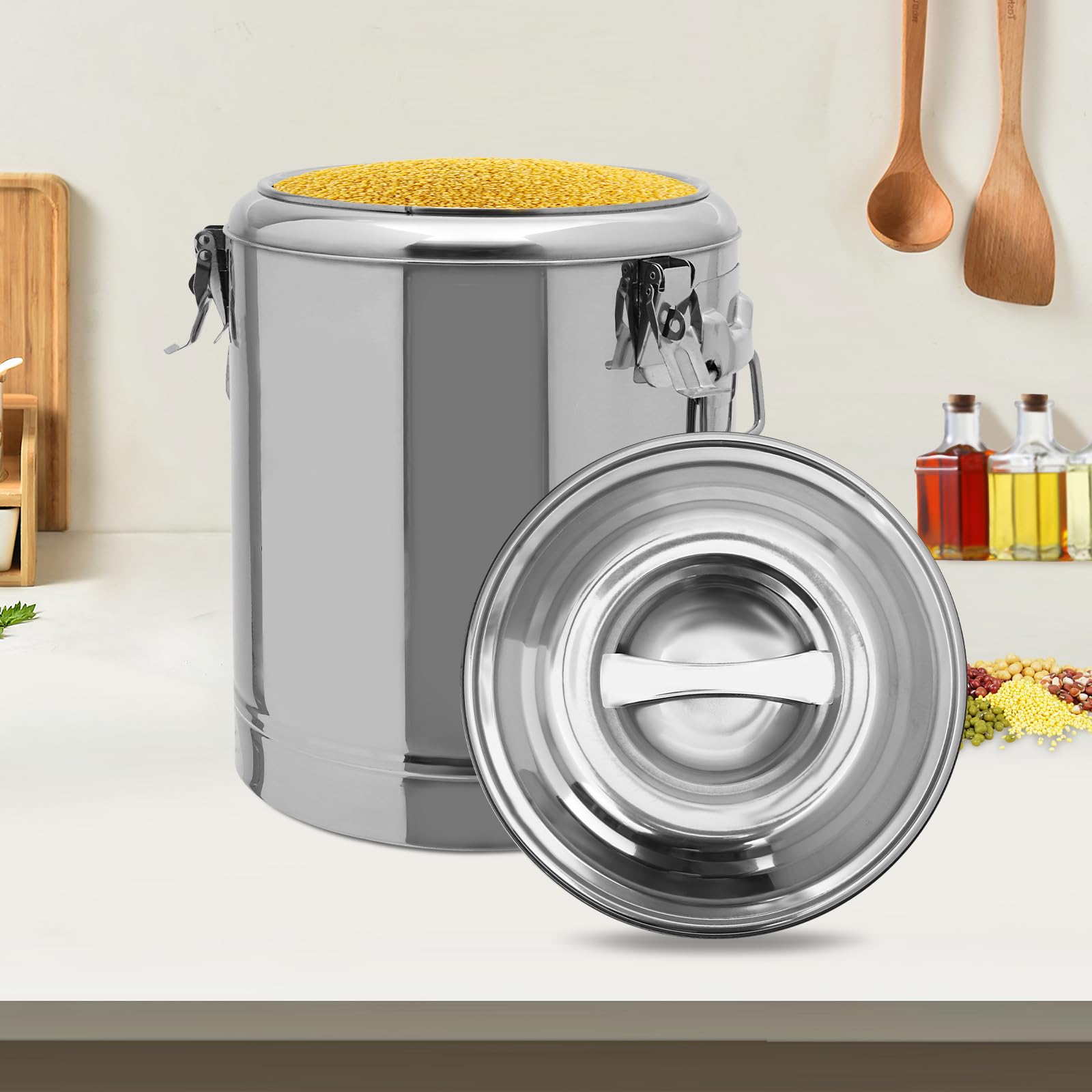 Calentador de alimentos de acero inoxidable, cubo aislado de 14 l, calentador con tapa, sin flancos, para todo tipo de fiestas, picnics al aire libre, viajes, cafeterías, buffets, hoteles,