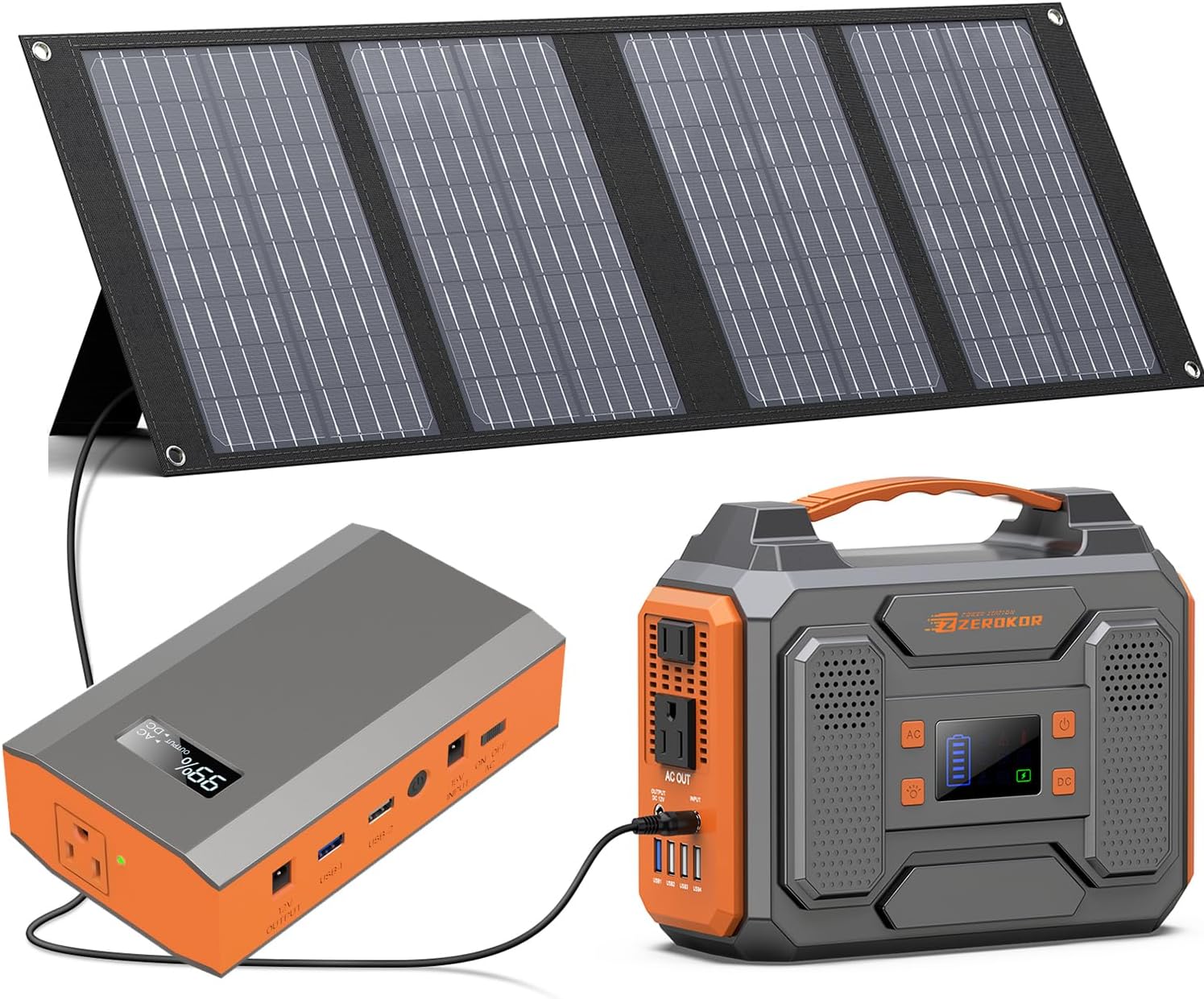 Generador Solar Portátil ZeroKor de 300 W, Estación de Energía Portátil con Panel Solar de 40 W incluido, para uso en casa, RV y acampada al aire libre miniatura 1