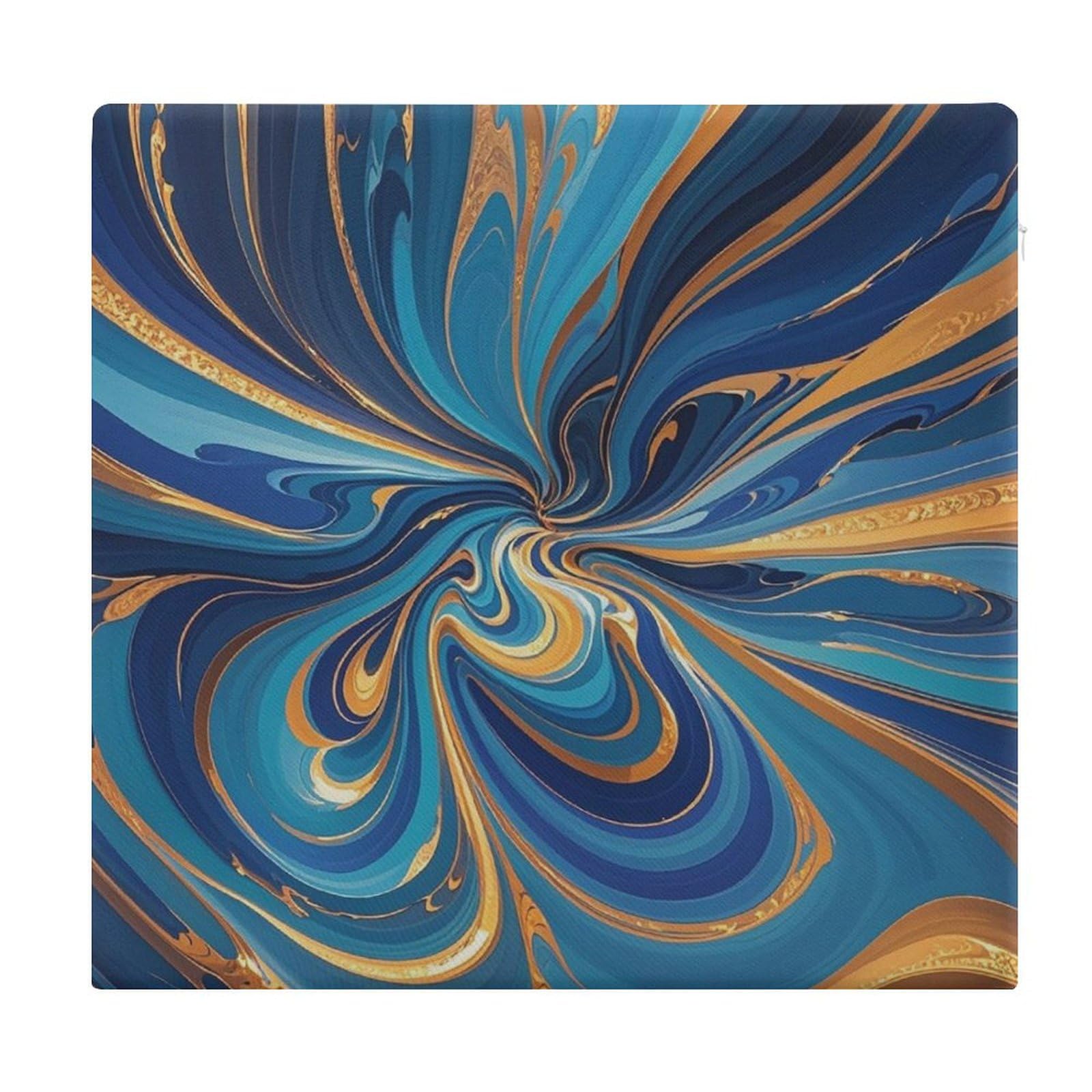 Coussin de sol imprimé marbre bleu et doré chic pour adulte 37 x 35 cm