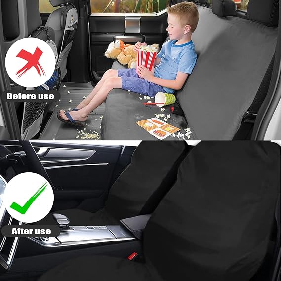 2-Pcs Uni Waterproof Auto Seat Covers - Black (Front, Suitable for Most Cars)
