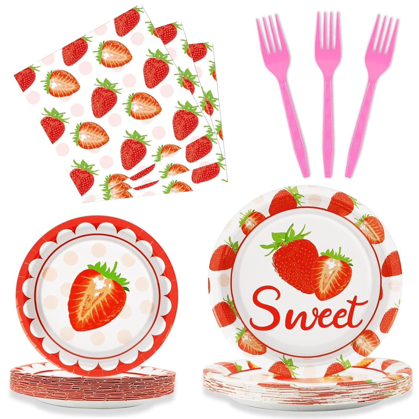 Snapklik.com : 96 Pcs Strawberry Party Plates And Napkins Party ...