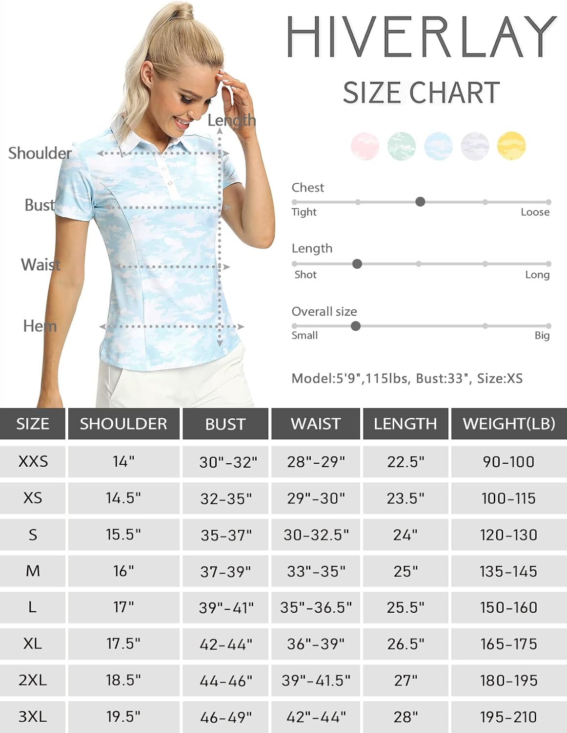 Hiverlay Polo Shirts for Women Camo Golf Collared Tops Slim Fit UPF 50+ Dry Fit Moisture Wicking Tennis Ladies : Clothing, Shoes & Jewelry