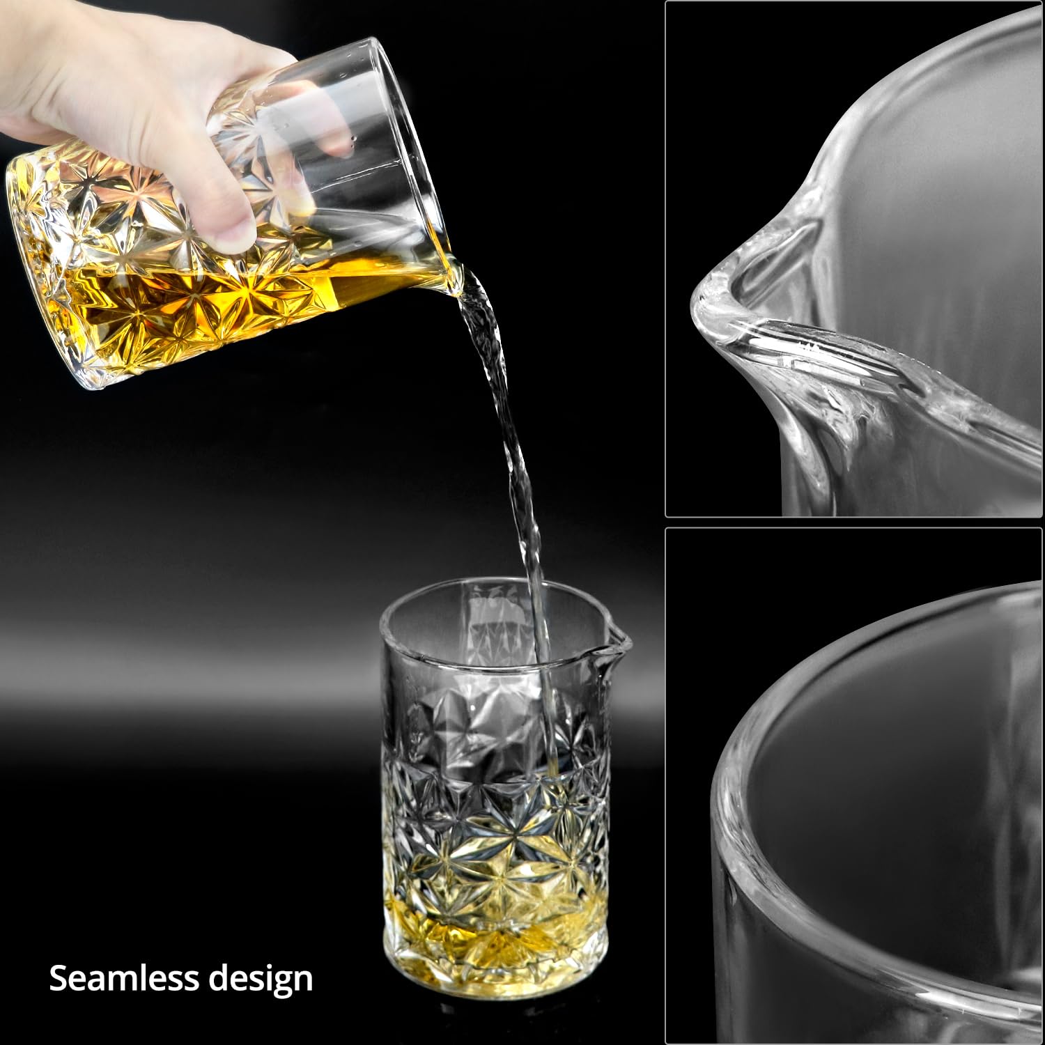 Paquete de 4 vasos de mezcla de cóctel, vasos de mezcla de 24 onzas, vasos de mezcla de cóctel de cristal 3