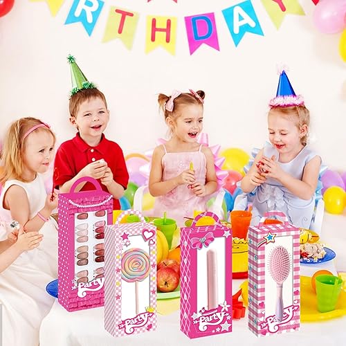 Miniatura 8 de 24 cajas de regalo de fiesta de muñecas rosadas, bolsas de regalo rosadas, bolsas de regalo de fiesta, bolsa de golosinas, cajas de dulces rosas,