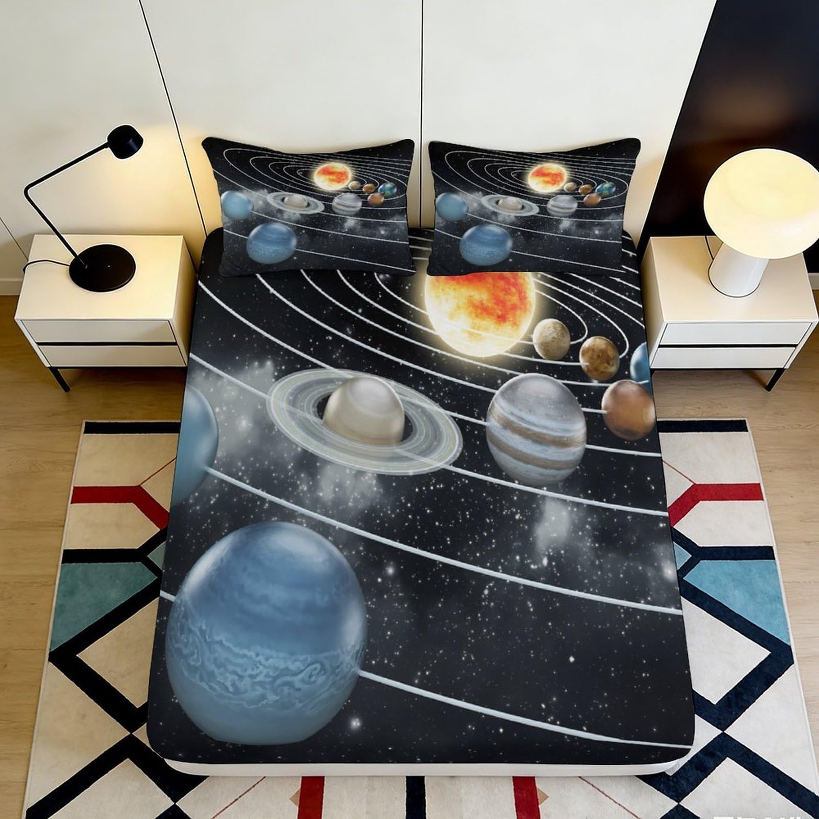 3D Printed Dinosaur Fossil Fitted Sheet Microfiber Deep Pocket Bedroom Bedding Dinosaur Mattress Fitted Cover Non-Slip Wrap 180x200x25cm