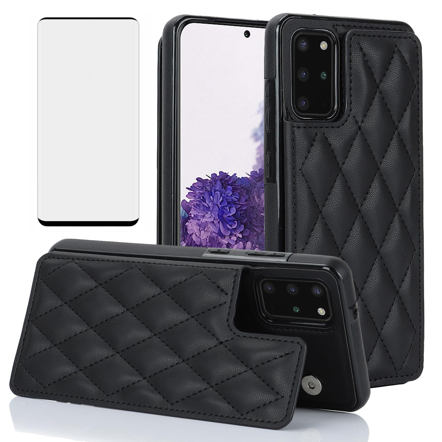 Asuwish Phone Case for Samsung Galaxy S20 Plus S20+ 5G Wallet Cover with Screen Protector and Leather RFID Card Holder Stand Cell Accessories S20+5G