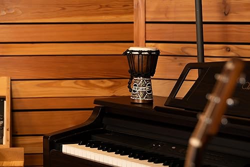 Miniatura 7 de Mini tambor de mano Djembe para decoración de habitaciones - NO HECHO EN CHINA - Madera de caoba pintada a mano, 2 años de garantía