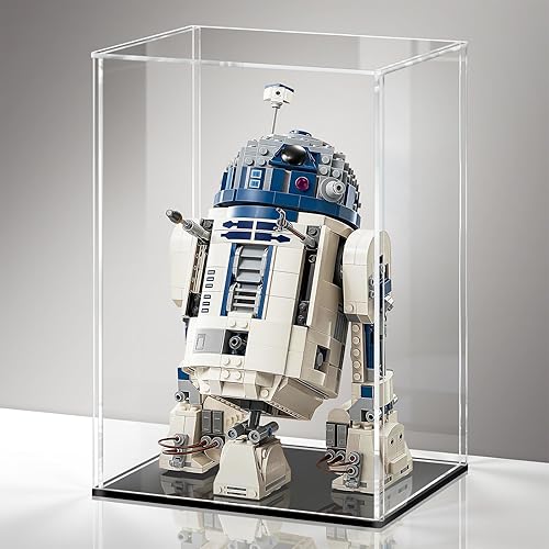 Miniatura 24 de LASOA Vitrina de acrílico – Pequeña caja de exhibición para coleccionables, figuras, recuerdos, escaparate transparente con base negra, contenedor