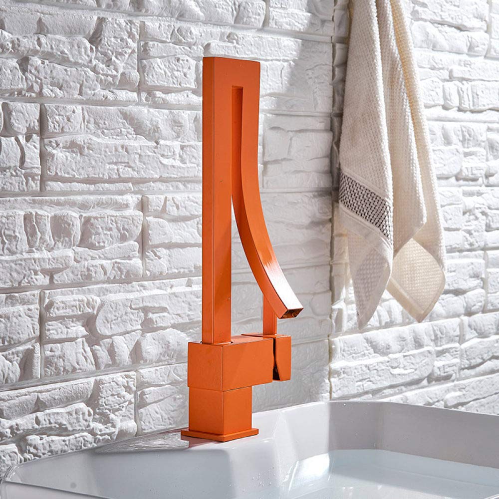 Mitigeur de lavabo cascade orange et chrome pour robinets de salle de bains