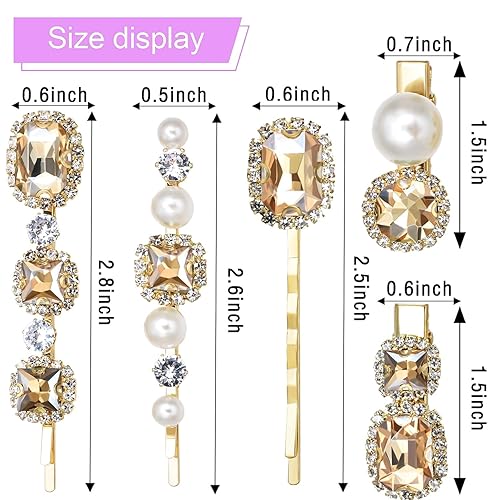 Miniatura 5 de 5 pinzas para el cabello con diamantes de imitación vintage, diamantes de imitación brillantes, horquillas de cocodrilo, pasadores de pelo de