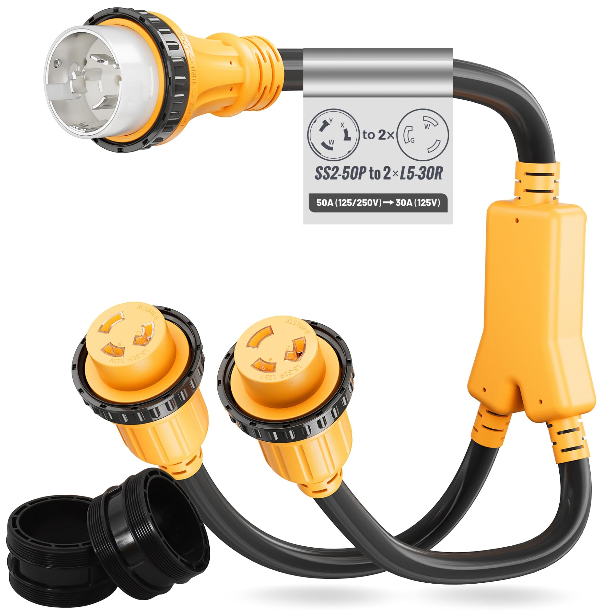 Amazon.com: MECMO 50 Amp 125/250V to x (2) 30 Amp 125V Shore Power