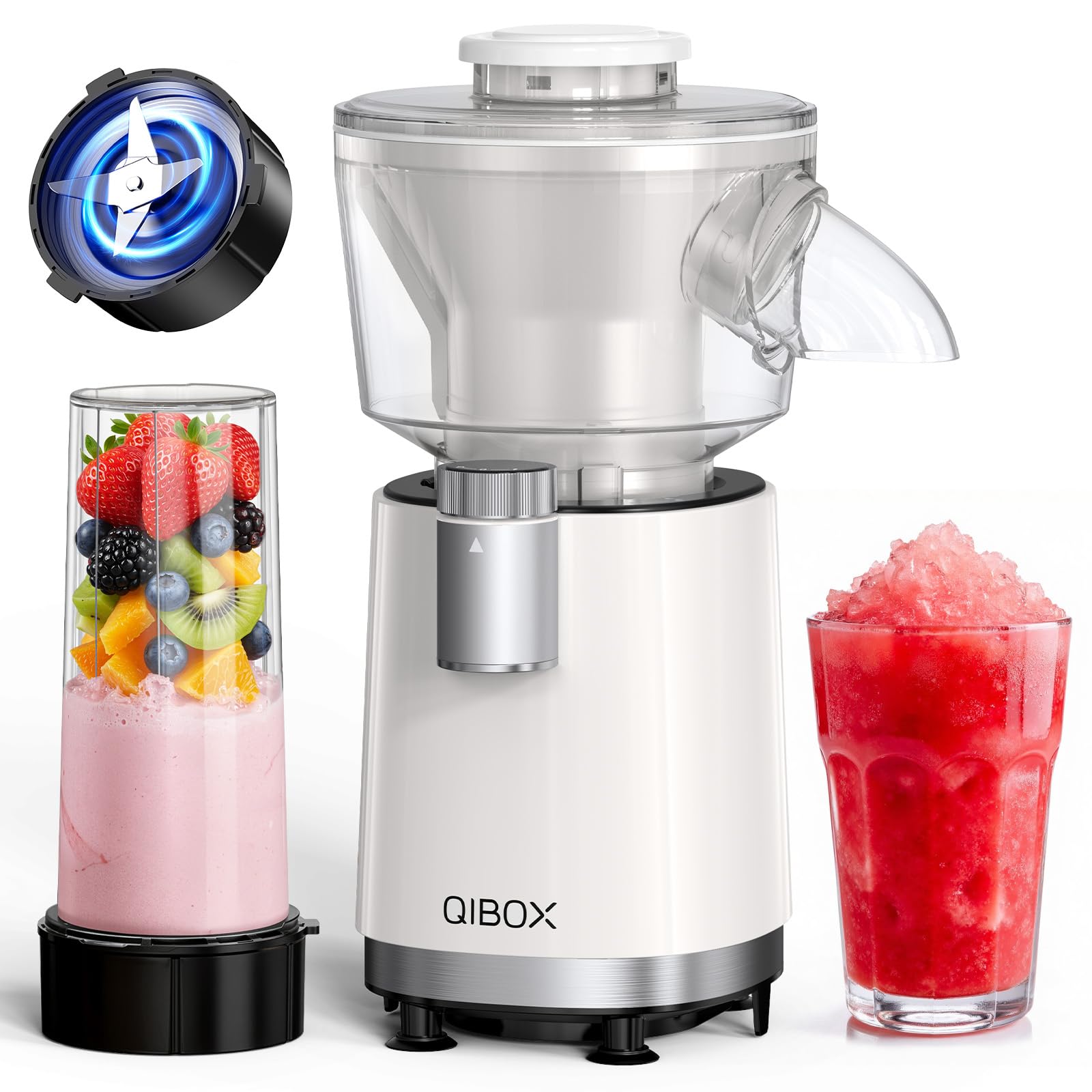 QIBOX Snow Cone Machine & Smoothie Blender 2 in 1