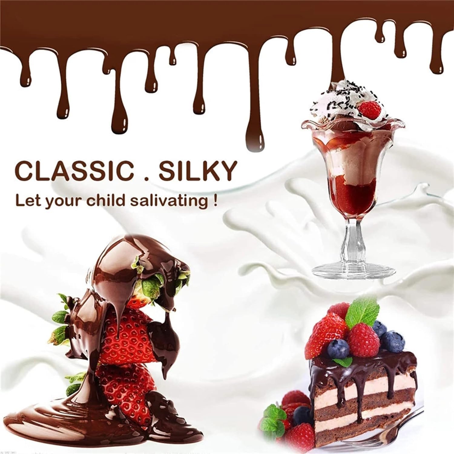 AIZYR Chocolate Fondue Fountain, Electric Melting Machine Chocolate Fountain for Celebration/Wedding/Birthday/Christmas,110v