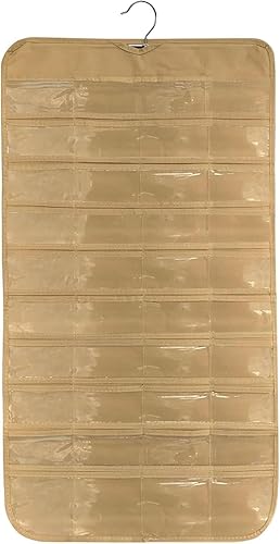Miniatura 93 de BB Brotrade Organizador colgante de joyas, organizador de accesorios, organizador de 56 bolsillos para guardar joyas (Beige-56 bolsillos)