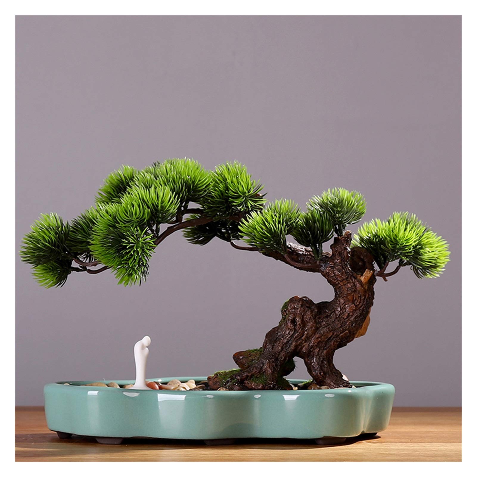 IUokLU Artificial Potted Plants Creative Simulation Green Plant Potted Living Room Plant Bonsai Plum Blossom Fake Flower (G)