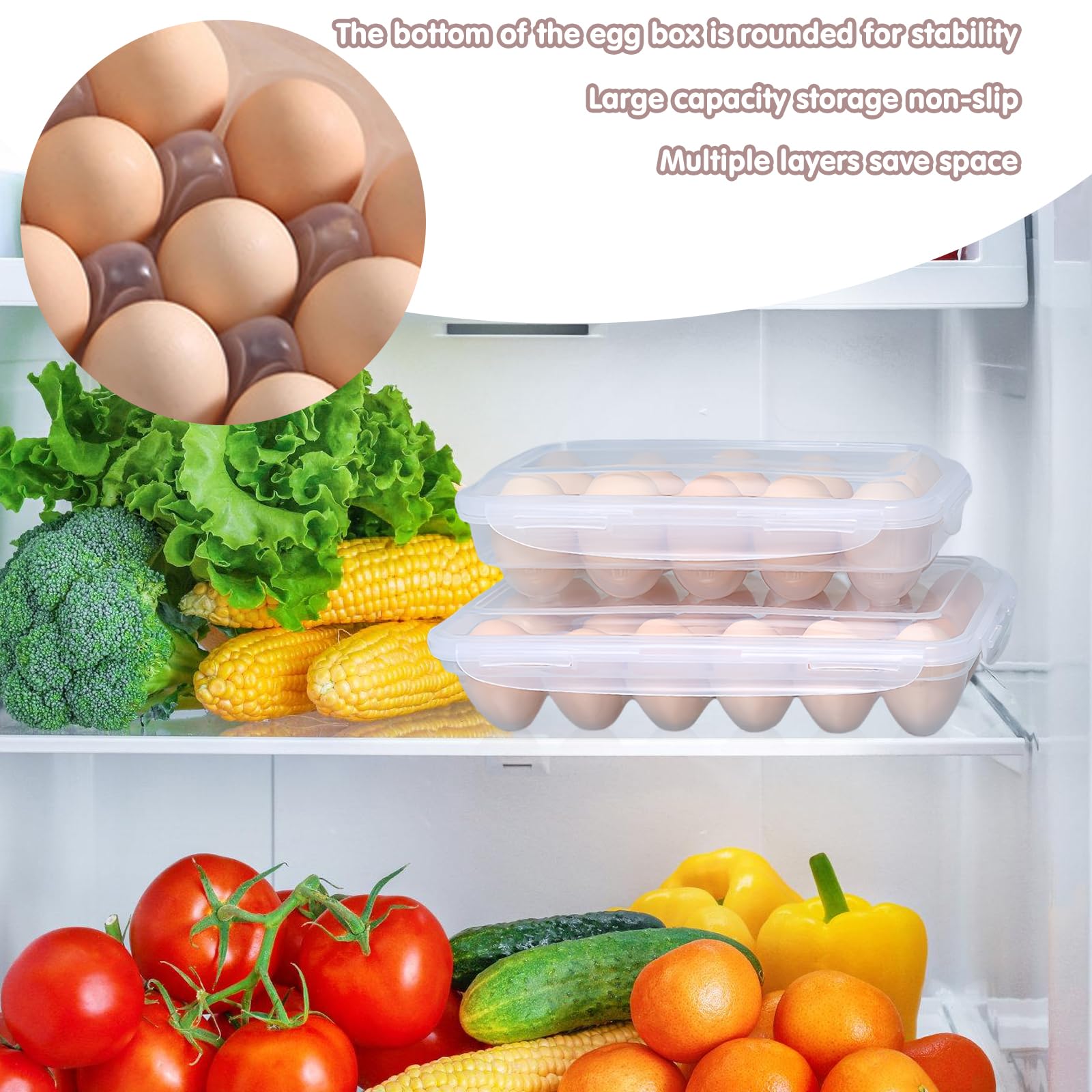 Set Da 2 Contenitori Per Uova Da Frigorifero – Capacità 10 Uova Ciascuno – Con Coperchio – Plastica Alimentare – Impilabili - 2