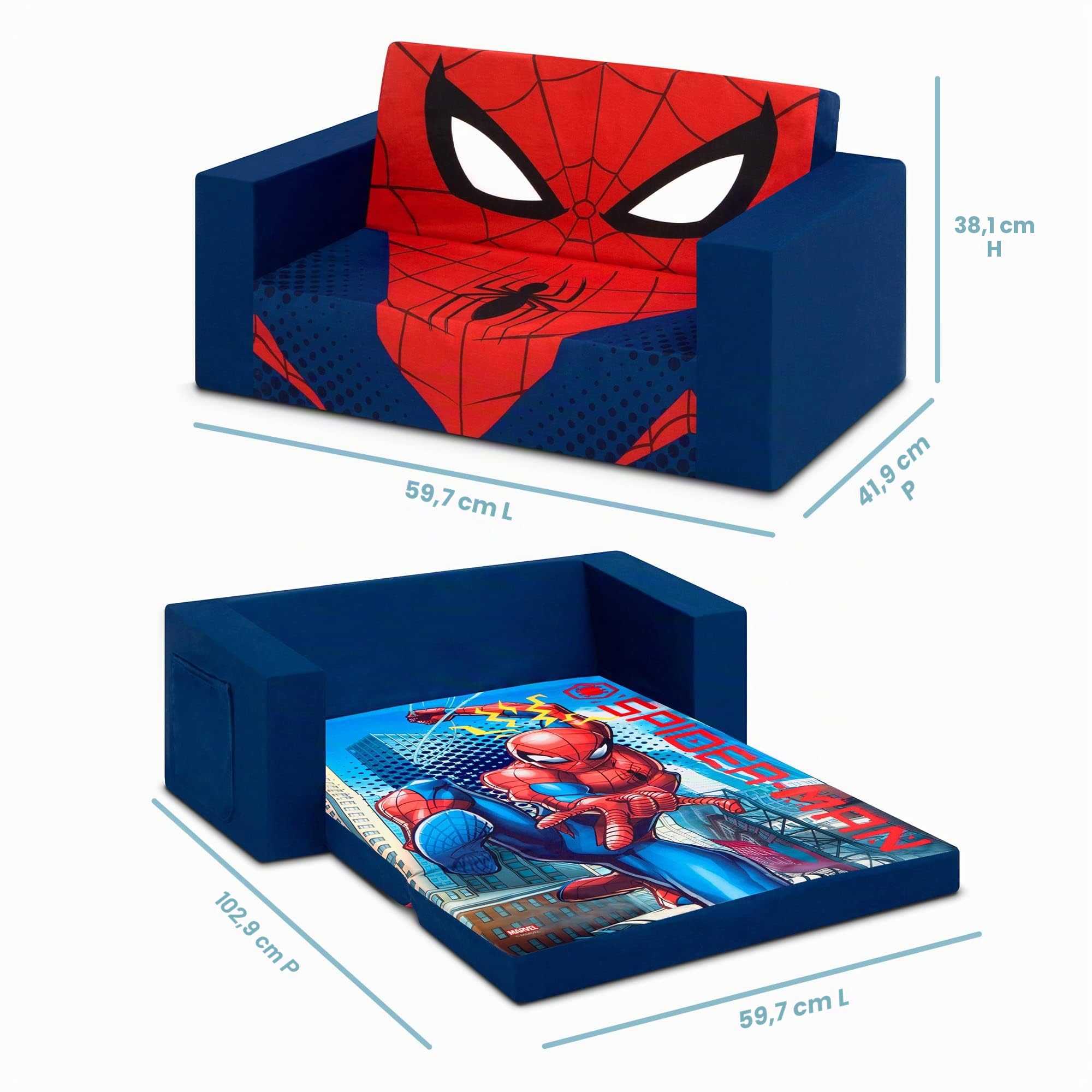 Delta Children Cozee Canapé convertible 2 en 1 pour enfants - Spider-Man