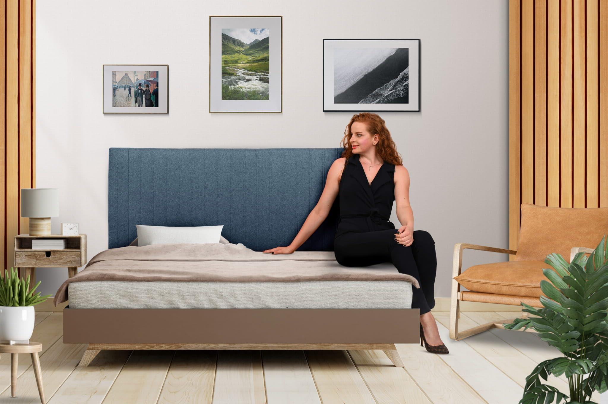 Tête De Lit Rembourrée 160x60cm Velours Doux - Avec Pieds En Bois, Couleur Graphite, Facile à Monter - 8