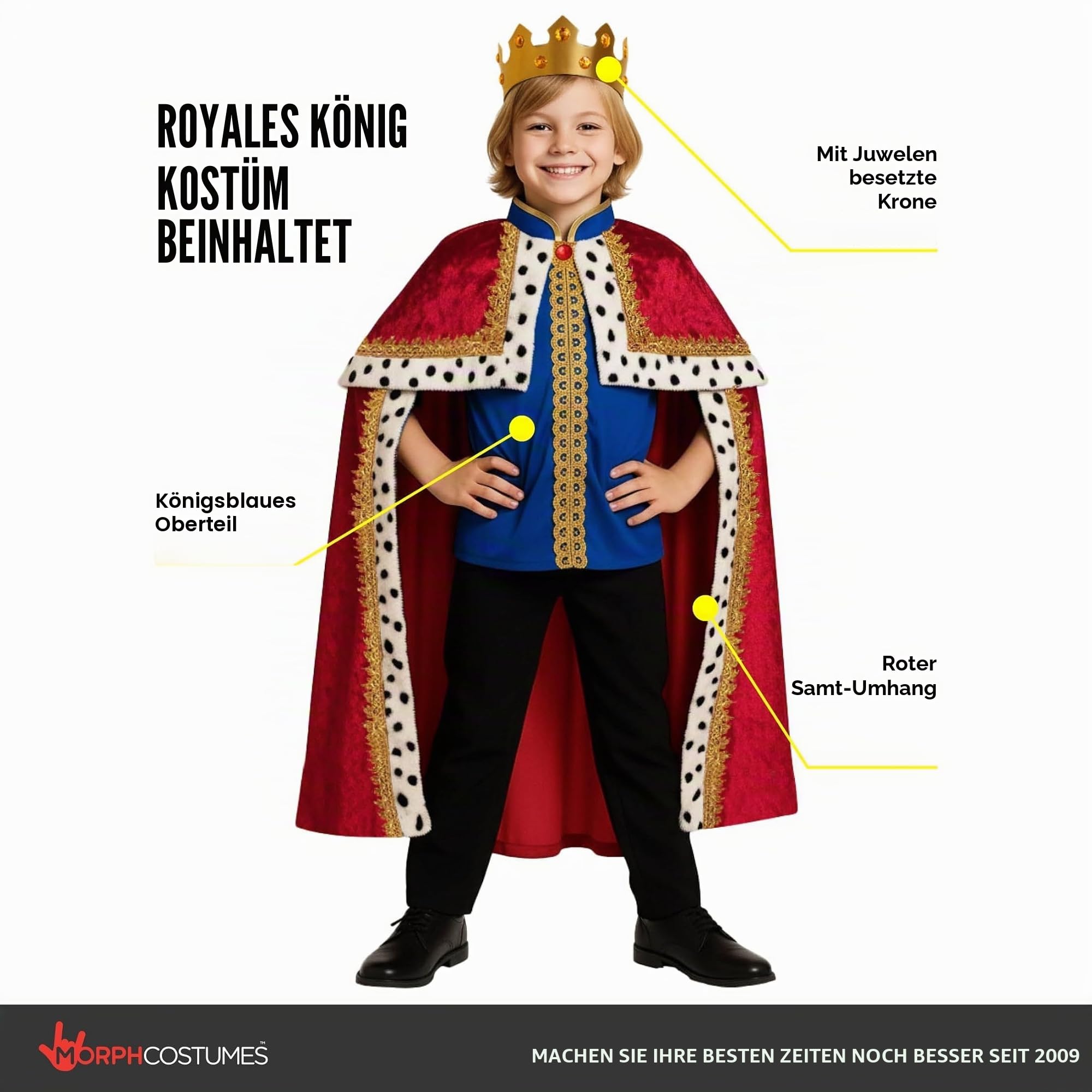 Morph König Kostüm Kinder, Kostüm König Kinder, Heilige Drei Könige Kostum, Faschingskostüme Kind, Karneval Kostum Kind