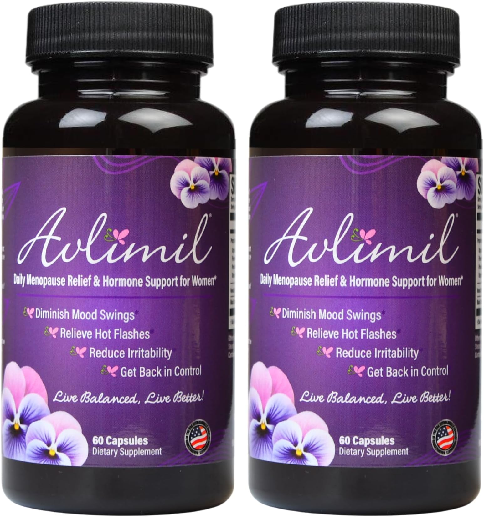 Avlimilยฎ Hormone Balance & Menopause | Relief from Mood Swings, Hot Flashes, Night Sweats and Irritability - Isoflavones, Black Cohosh, Raspberry, Valerian, Sage, Red Clover, Lemon Balm - 2 Month