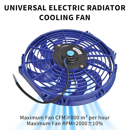 Vista 81 de Juego de 2 radiadores eléctricos de 12 V 80 W, ventilador delgado universal de 7 pulgadas, color negro, 12 V, 80 W