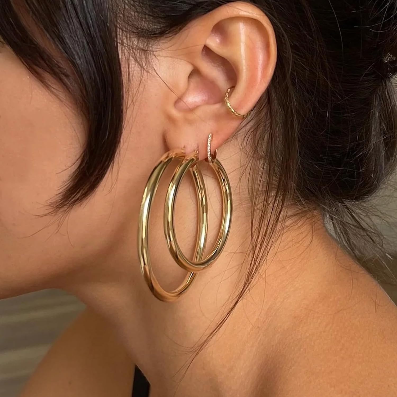 4 Pairs Big Gold Hoop Earrings Set for women, Large Hoop Earrings for Gift 30MM/40MM/50MM/60MM - Image 4