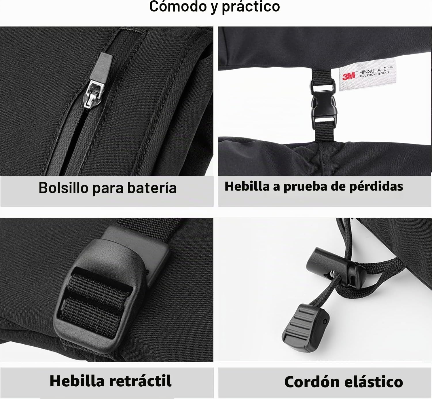 Loowoko Guantes Calefactables con batería 7.4v 3000mah × 2, 3 niveles de calentamiento, impermeables, pantalla táctil, guantes calefactables usb para trabajo al aire libre, moto, bicicleta, esquí (XL)