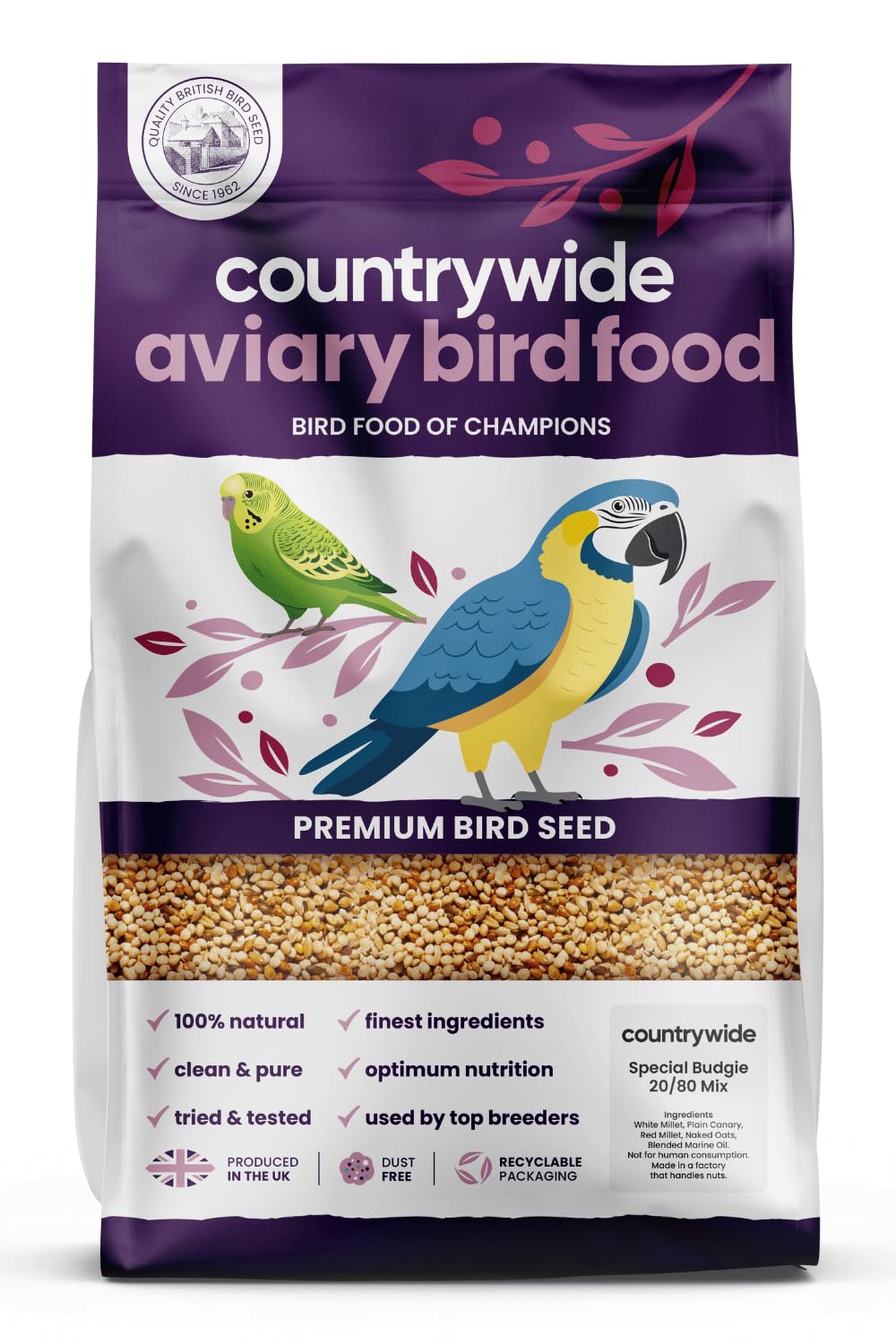 Countrywide Special Budgie 20kg - Premium Food Mix for Budgies - 20/80 Blend - High in Protein & Carbohydrate - Used By Professional Breeders